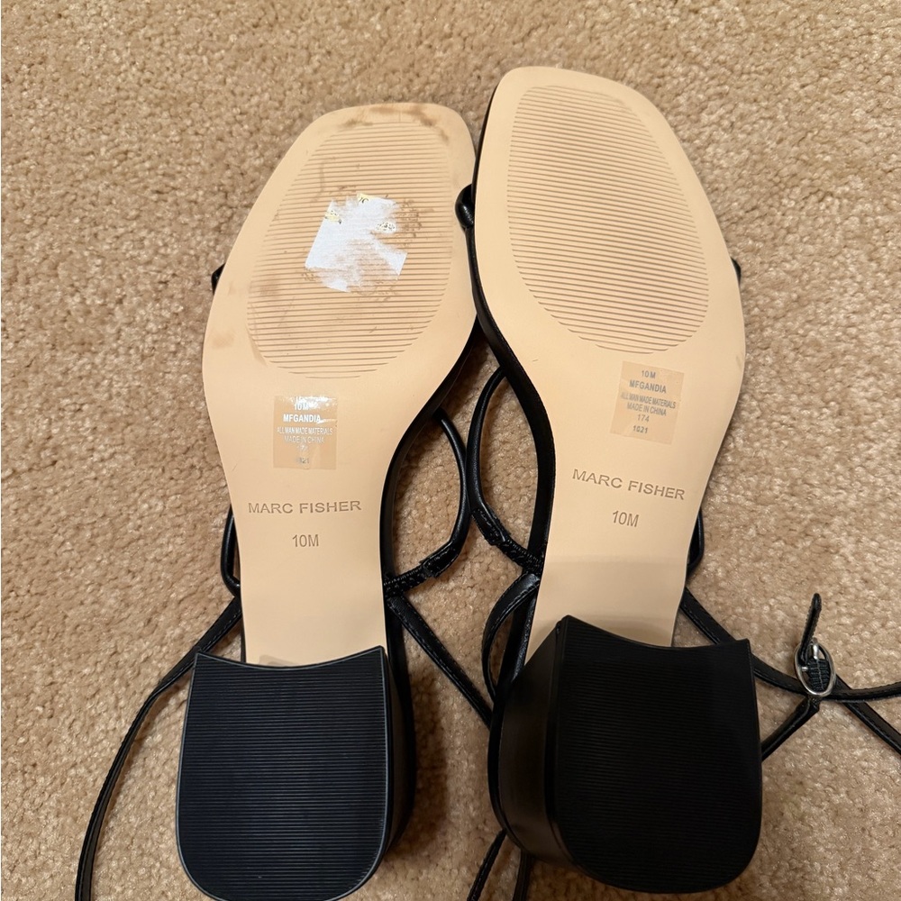 Marc Fisher Black Gandia Strappy Block Heel Sandals - Picture 4 of 4